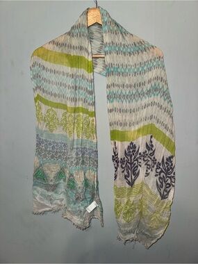 J. Jill Light Blue Teal Green Patterned Scarf